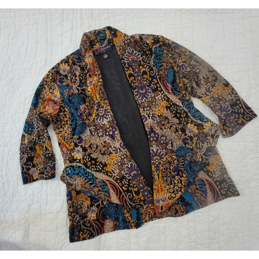 Peck & Peck Embroidered Colorful High Quality Fabric Jacket Sz XL